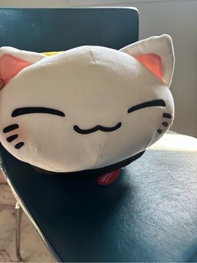 Plush White Cat Toy with Pink Ears for Cats